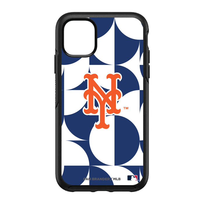 OtterBox Black Phone case with New York Mets Primary Logo on Geometric Circle Background
