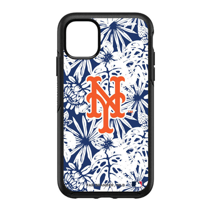 OtterBox Black Phone case with New York Mets Primary Logo With Team Color Hawain Pattern