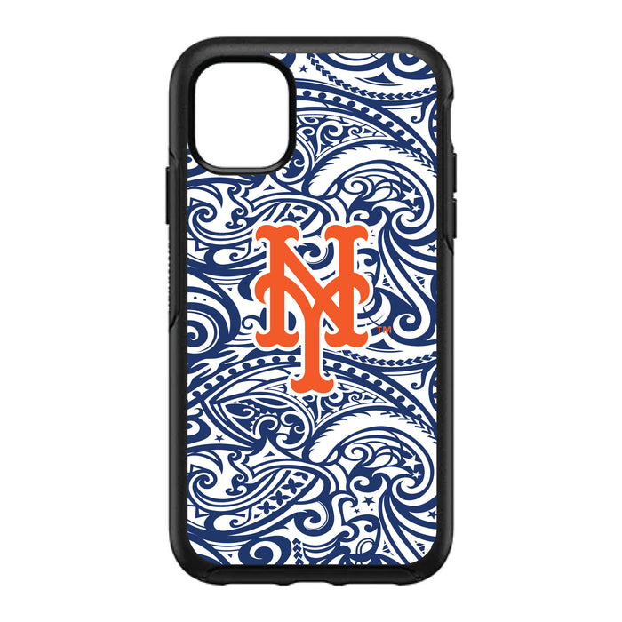 OtterBox Black Phone case with New York Mets Primary Logo With Team Color Tribal Background