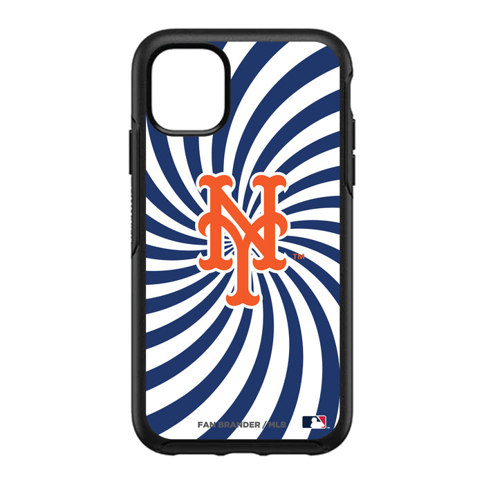 OtterBox Black Phone case with New York Mets Primary Logo With Team Groovey Burst