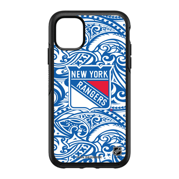 OtterBox Black Phone case with New York Rangers Primary Logo With Team Color Tribal Background