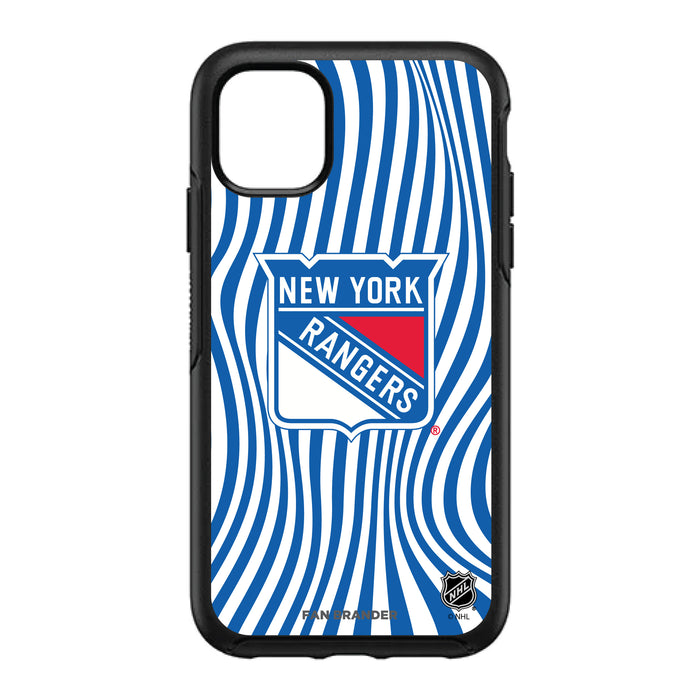 OtterBox Black Phone case with New York Rangers Primary Logo With Team Groovey Lines