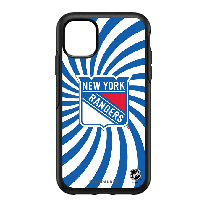 OtterBox Black Phone case with New York Rangers Primary Logo With Team Groovey Burst