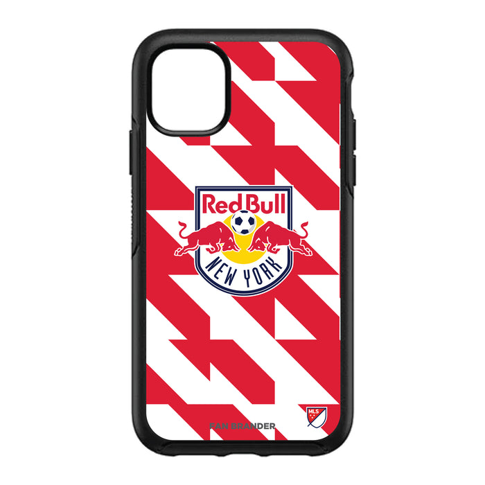 OtterBox Black Phone case with New York Red Bulls Primary Logo on Geometric Quad Background