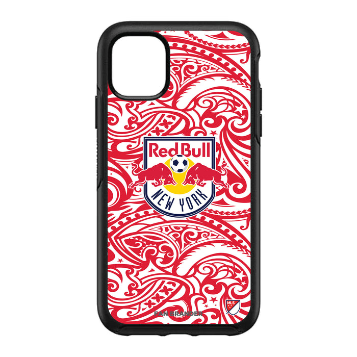 OtterBox Black Phone case with New York Red Bulls Primary Logo With Team Color Tribal Background