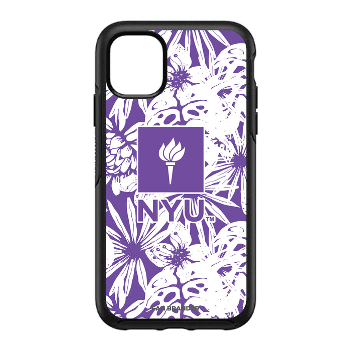 OtterBox Black Phone case with NYU Primary Logo With Team Color Hawain Pattern