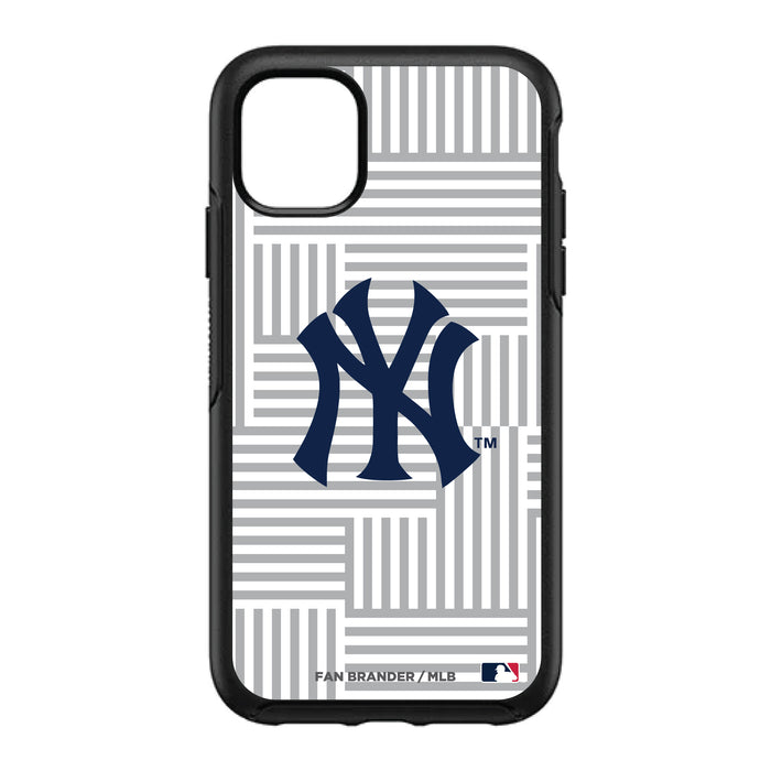 OtterBox Black Phone case with New York Yankees Primary Logo on Geometric Lines Background