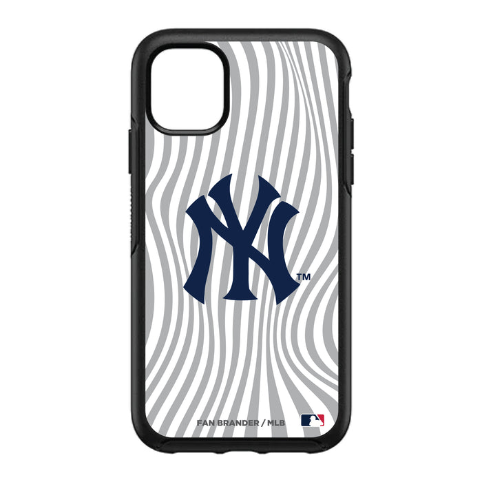 OtterBox Black Phone case with New York Yankees Primary Logo With Team Groovey Lines