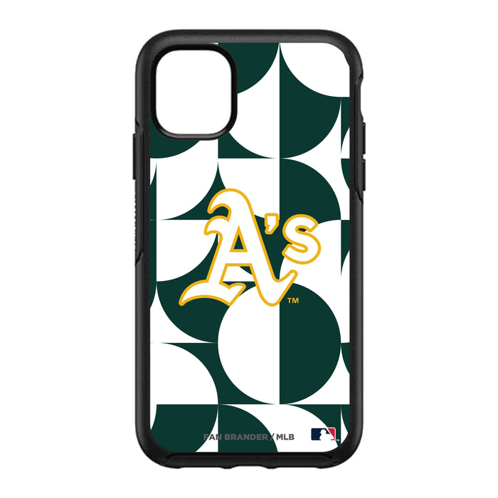 OtterBox Black Phone case with Oakland Athletics Primary Logo on Geometric Circle Background