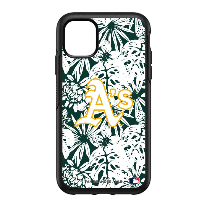 OtterBox Black Phone case with Oakland Athletics Primary Logo With Team Color Hawain Pattern