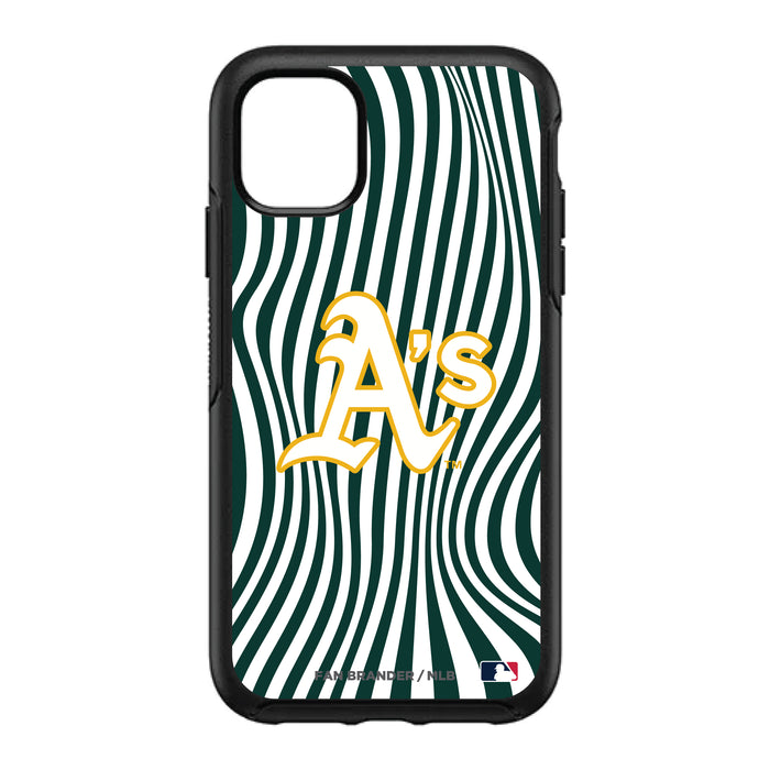 OtterBox Black Phone case with Oakland Athletics Primary Logo With Team Groovey Lines