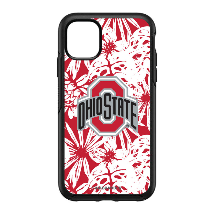 OtterBox Black Phone case with Ohio State Buckeyes Primary Logo With Team Color Hawain Pattern