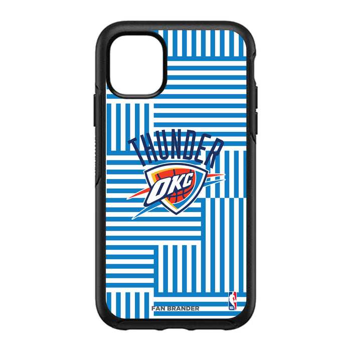 OtterBox Black Phone case with Oklahoma City Thunder Primary Logo on Geometric Lines Background