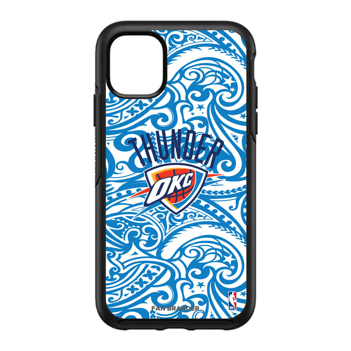 OtterBox Black Phone case with Oklahoma City Thunder Primary Logo With Team Color Tribal Background