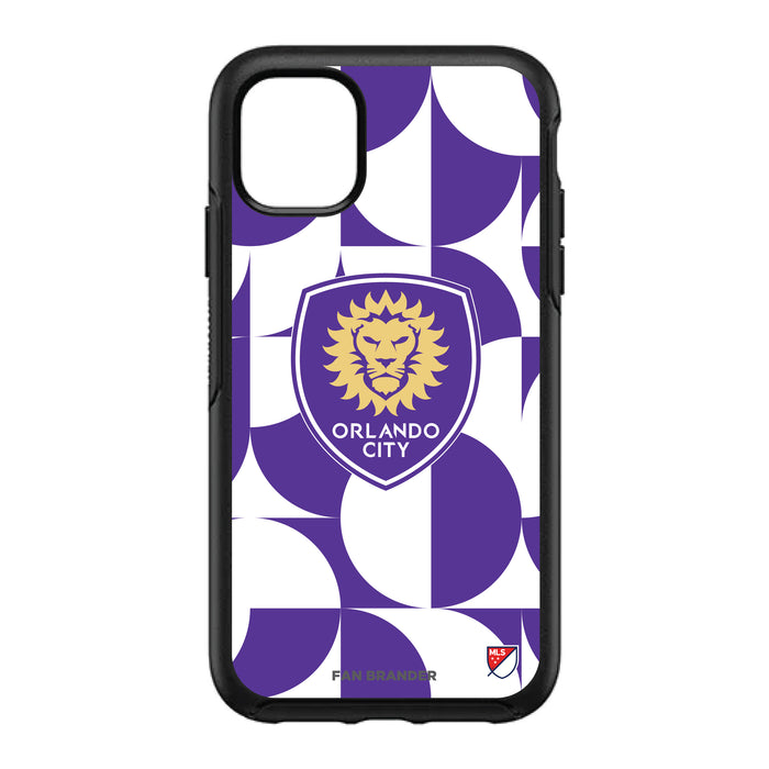 OtterBox Black Phone case with Orlando City SC Primary Logo on Geometric Circle Background