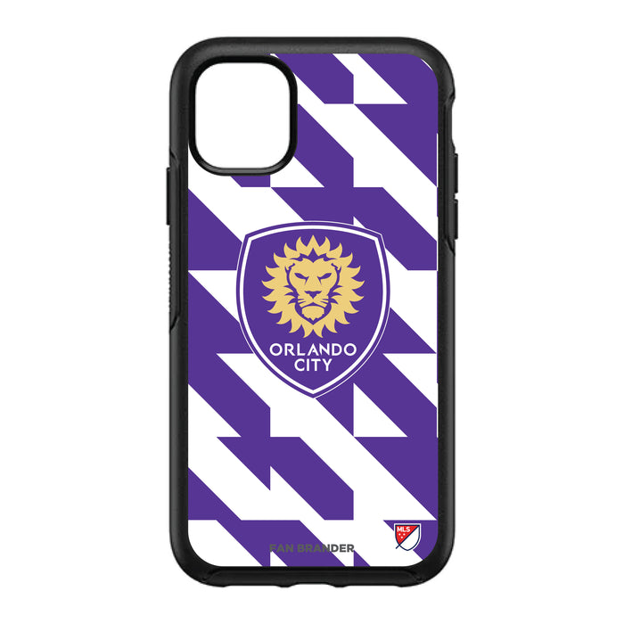 OtterBox Black Phone case with Orlando City SC Primary Logo on Geometric Quad Background