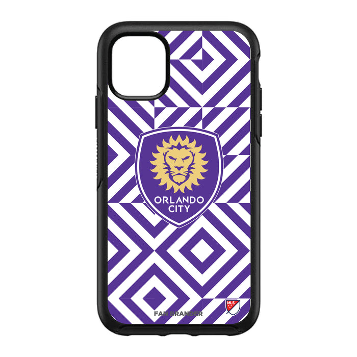 OtterBox Black Phone case with Orlando City SC Primary Logo on Geometric Diamonds Background