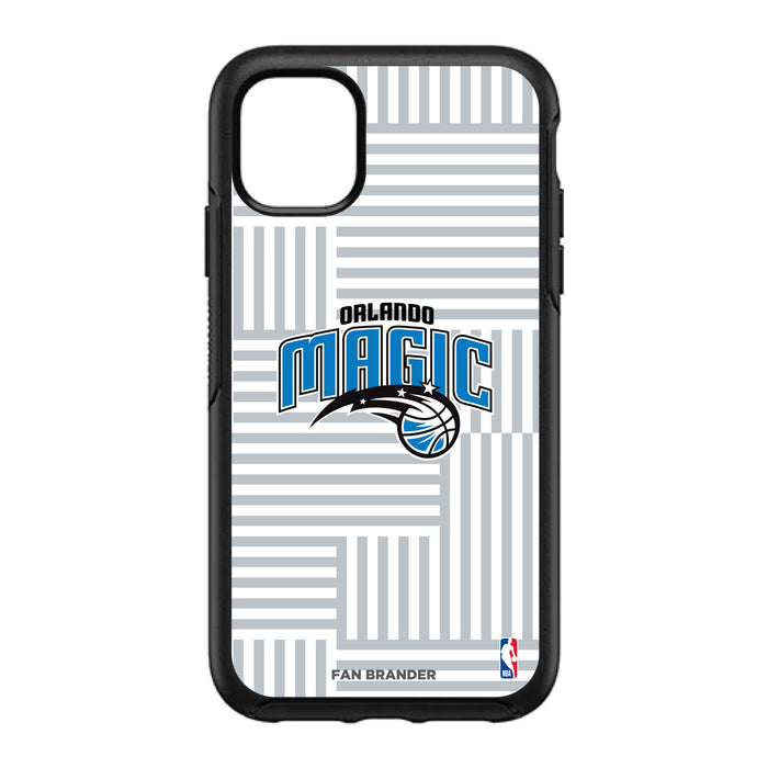 OtterBox Black Phone case with Orlando Magic Primary Logo on Geometric Lines Background