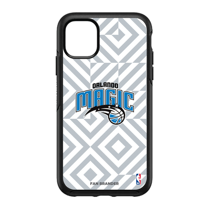 OtterBox Black Phone case with Orlando Magic Primary Logo on Geometric Diamonds Background