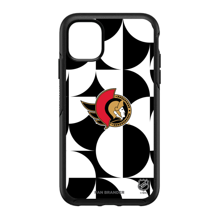 OtterBox Black Phone case with Ottawa Senators Primary Logo on Geometric Circle Background