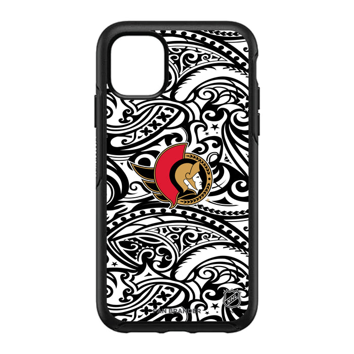 OtterBox Black Phone case with Ottawa Senators Primary Logo With Team Color Tribal Background