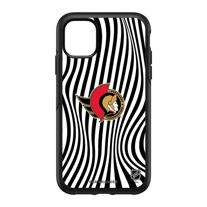 OtterBox Black Phone case with Ottawa Senators Primary Logo With Team Groovey Lines