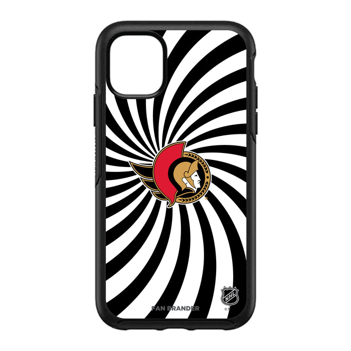 OtterBox Black Phone case with Ottawa Senators Primary Logo With Team Groovey Burst