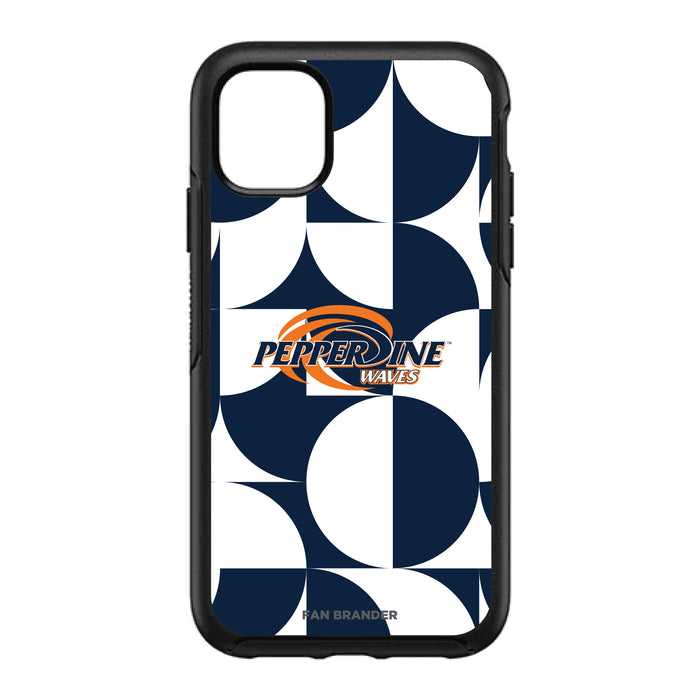 OtterBox Black Phone case with Pepperdine Waves Primary Logo on Geometric Circle Background