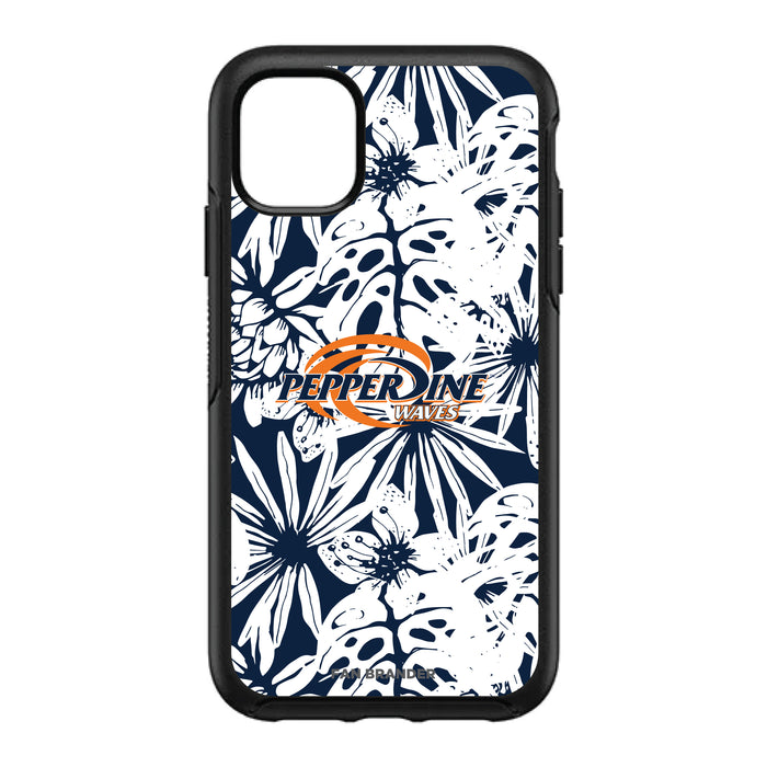 OtterBox Black Phone case with Pepperdine Waves Primary Logo With Team Color Hawain Pattern