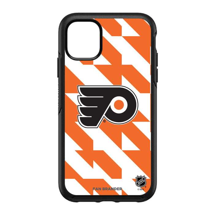 OtterBox Black Phone case with Philadelphia Flyers Primary Logo on Geometric Quad Background