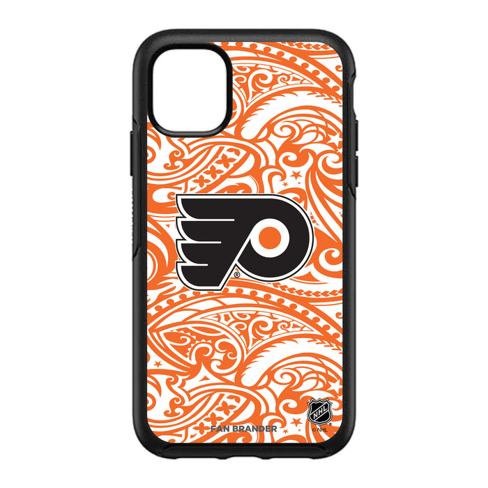 OtterBox Black Phone case with Philadelphia Flyers Primary Logo With Team Color Tribal Background