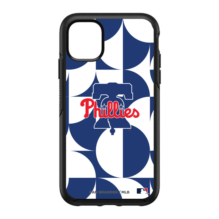 OtterBox Black Phone case with Philadelphia Phillies Primary Logo on Geometric Circle Background