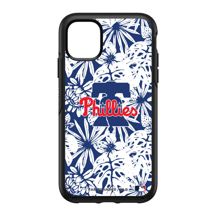 OtterBox Black Phone case with Philadelphia Phillies Primary Logo With Team Color Hawain Pattern
