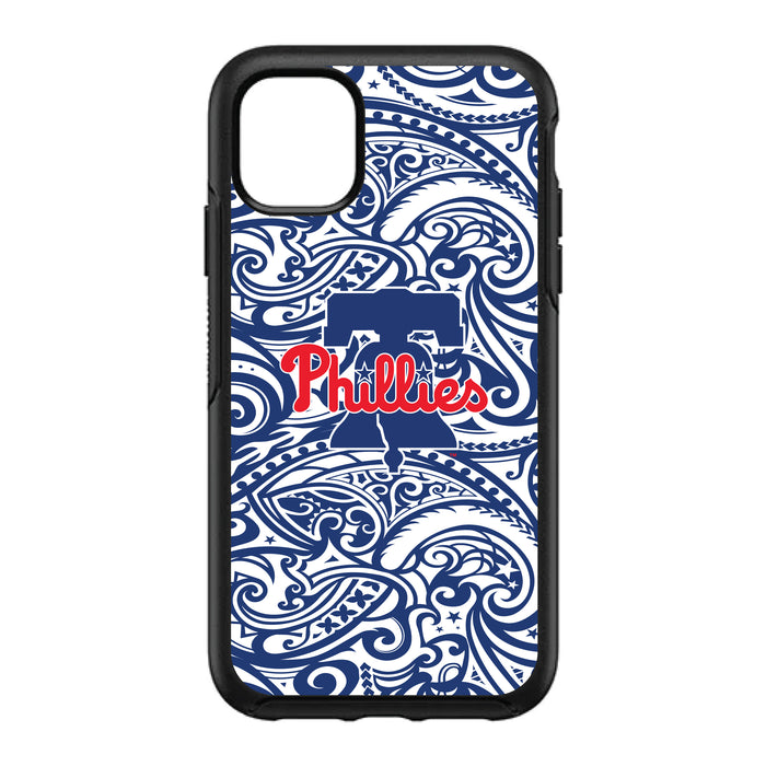 OtterBox Black Phone case with Philadelphia Phillies Primary Logo With Team Color Tribal Background