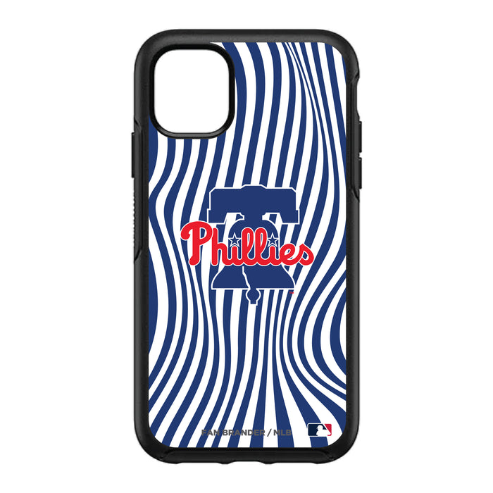 OtterBox Black Phone case with Philadelphia Phillies Primary Logo With Team Groovey Lines
