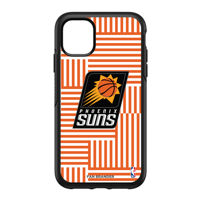 OtterBox Black Phone case with Phoenix Suns Primary Logo on Geometric Lines Background