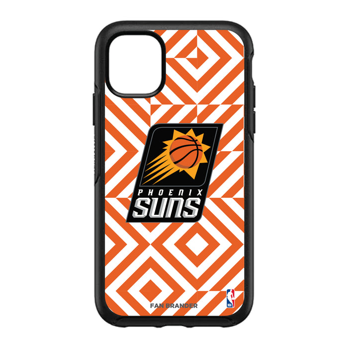 OtterBox Black Phone case with Phoenix Suns Primary Logo on Geometric Diamonds Background