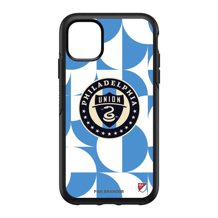 OtterBox Black Phone case with Philadelphia Union Primary Logo on Geometric Circle Background