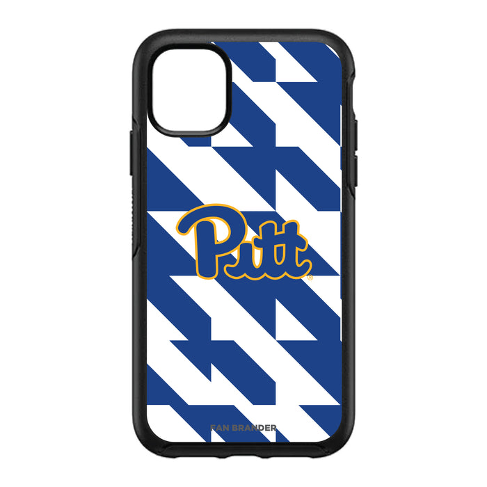 OtterBox Black Phone case with Pittsburgh Panthers Primary Logo on Geometric Quad Background