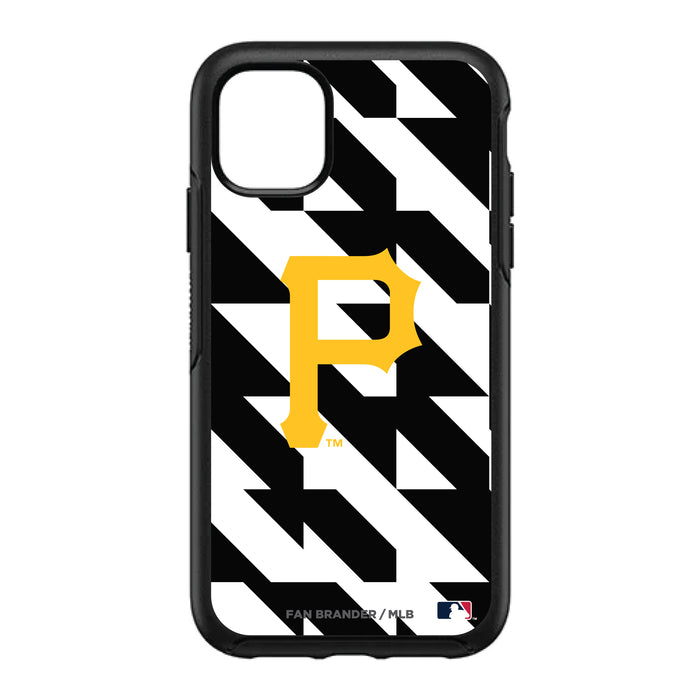 OtterBox Black Phone case with Pittsburgh Pirates Primary Logo on Geometric Quads Background
