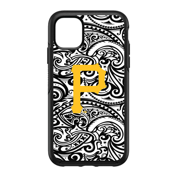 OtterBox Black Phone case with Pittsburgh Pirates Primary Logo With Team Color Tribal Background