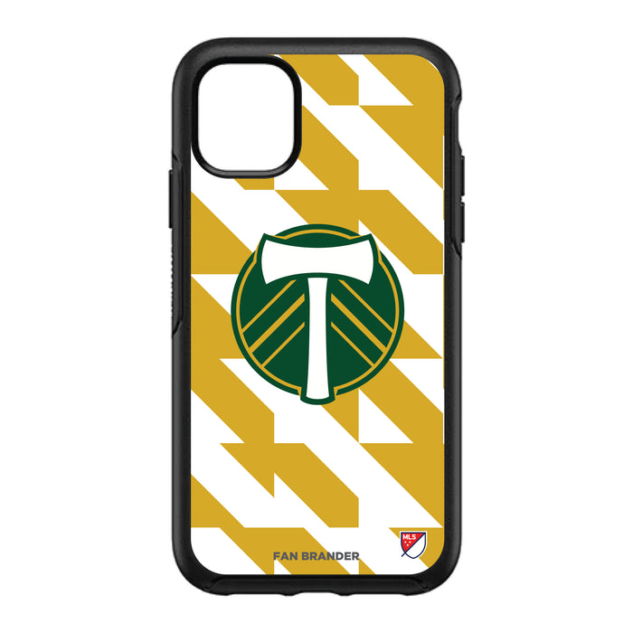 OtterBox Black Phone case with Portland Timbers Primary Logo on Geometric Quad Background