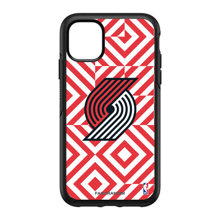 OtterBox Black Phone case with Portland Trailblazers Primary Logo on Geometric Diamonds Background