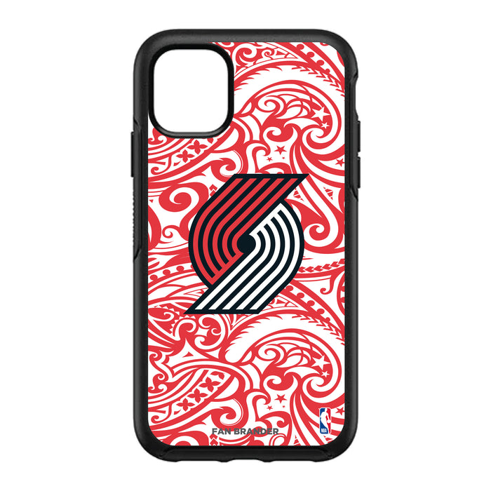 OtterBox Black Phone case with Portland Trailblazers Primary Logo With Team Color Tribal Background