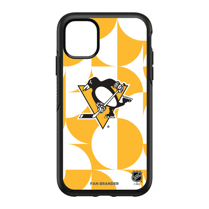 OtterBox Black Phone case with Pittsburgh Penguins Primary Logo on Geometric Circle Background