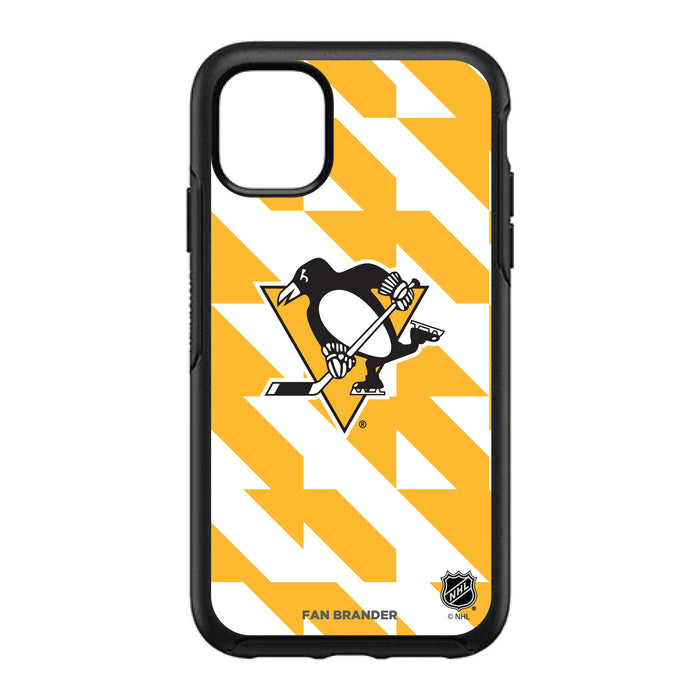 OtterBox Black Phone case with Pittsburgh Penguins Primary Logo on Geometric Quad Background