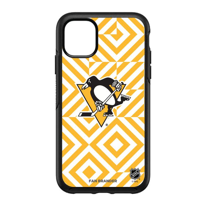 OtterBox Black Phone case with Pittsburgh Penguins Primary Logo on Geometric Diamonds Background