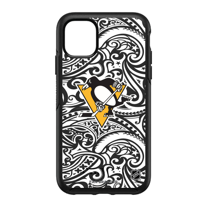 OtterBox Black Phone case with Pittsburgh Penguins Primary Logo With Black Tribal