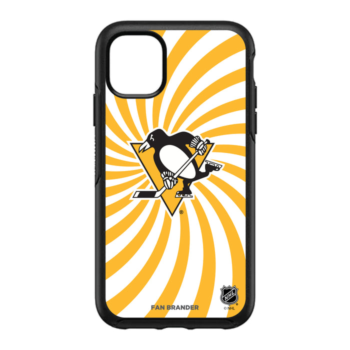 OtterBox Black Phone case with Pittsburgh Penguins Primary Logo With Team Groovey Burst
