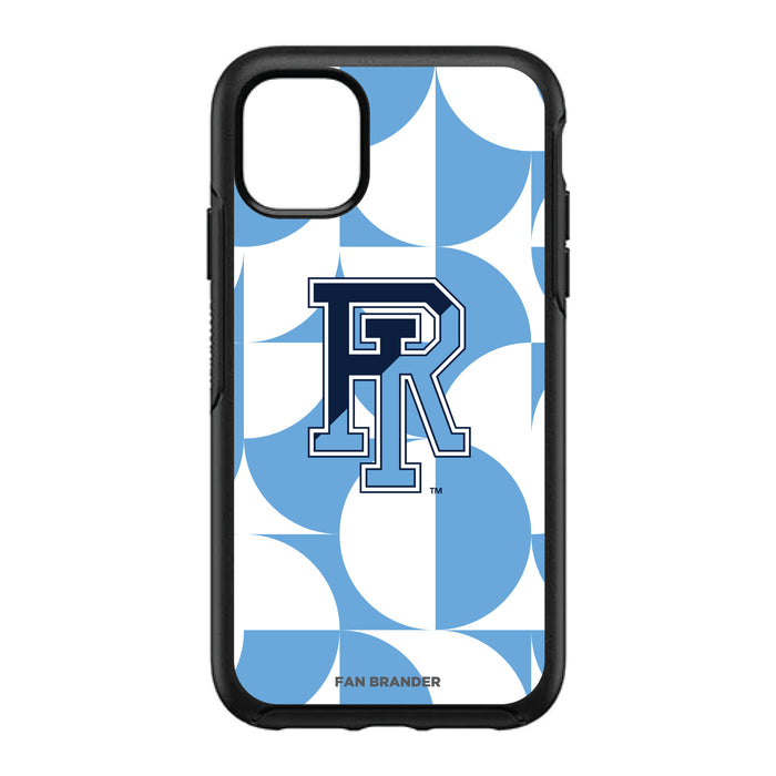 OtterBox Black Phone case with Rhode Island Rams Primary Logo on Geometric Circle Background